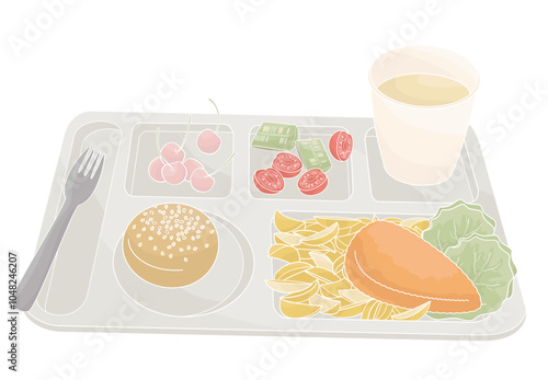 lunch tray from the canteen  or school cafeteria