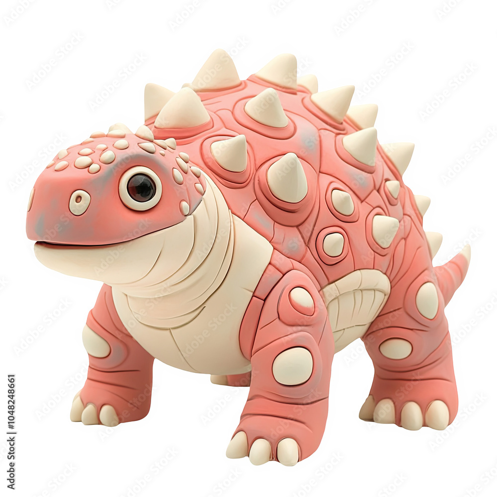 Pink Ankylosaurus dinosaur 3d icon PNG, cartoon style minimal on transparent, isolate on white background