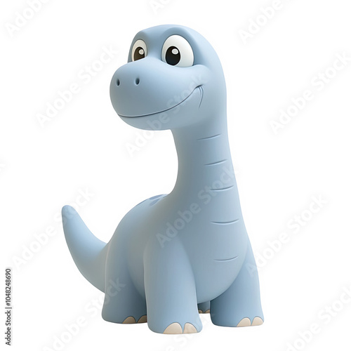 Obraz na płótnie Blue Brachiosaurus dinosaur 3d icon PNG, cartoon style minimal on transparent, isolate on white background w salonie