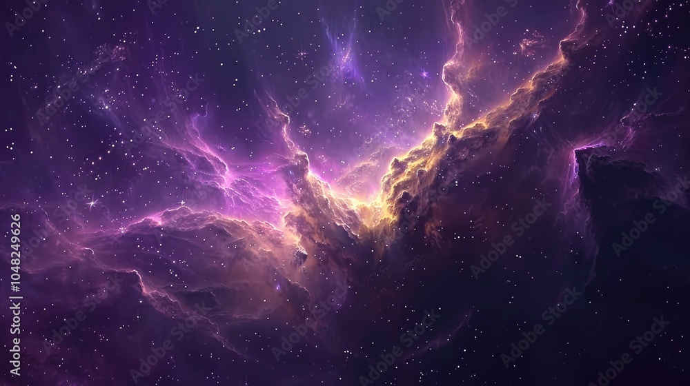 Fototapeta premium Deep space nebula with purple cosmic clouds