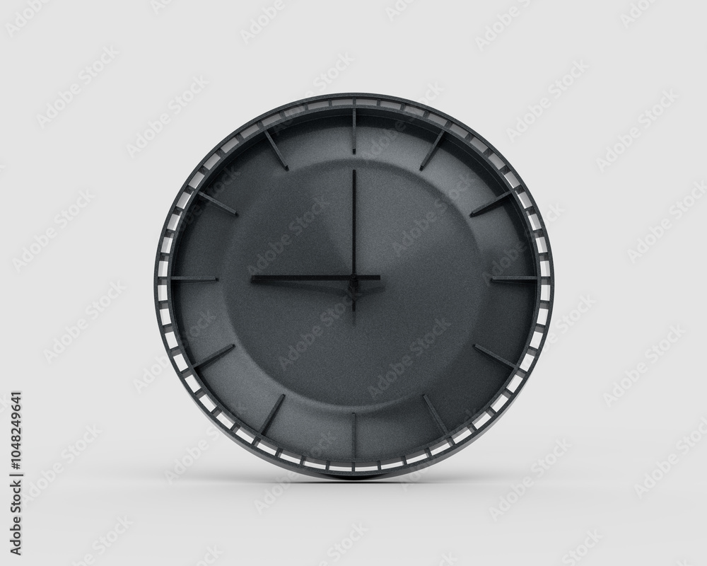A Modern Charcoal Black Wall Clock 09:00 Nine O'Clock 9:00 For Modern Interiors 3D Illustration A Modern Charcoal Black Wall Clock 09:00 Nine O'Clock 9:00 For Modern Interiors 3D Illustration
