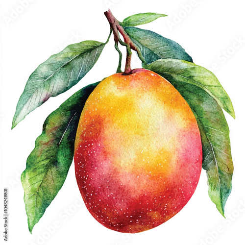 Mango fruit watercolor clipart illustration