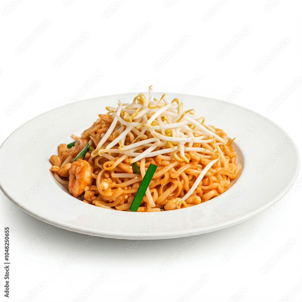 A healthy Pad Thai dish with fresh vegetables, which is a Thai dish. A healthy Pad Thai dish with fresh vegetables, which is a Thai dish.