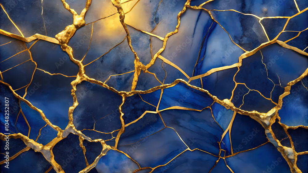 Blue marble texture with golden cracks in abstract style. Blue marble texture with golden cracks in abstract style.