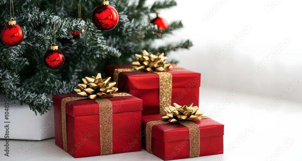 Christmas presents under the Christmas tree. Festive atmosphere in the house Christmas presents under the Christmas tree. Festive atmosphere in the house
