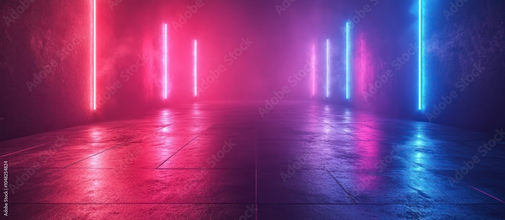 Neon Lights in a Foggy Alley Neon Lights in a Foggy Alley