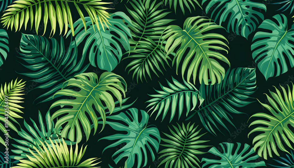 Fototapeta premium Exotic Tropical Leaf Oasis Pattern.