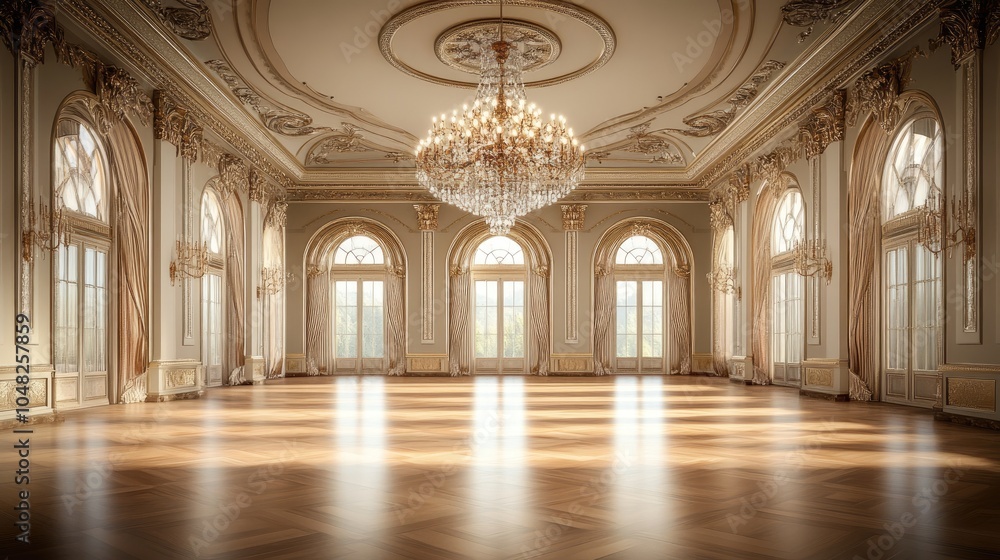 A chandelier shining in an elegant ballroom, symbolizing grandeur, luxury, and the beauty of timeless craftsmanship A chandelier shining in an elegant ballroom, symbolizing grandeur, luxury, and the beauty of timeless craftsmanship