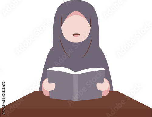 Muslim woman reading a book 
