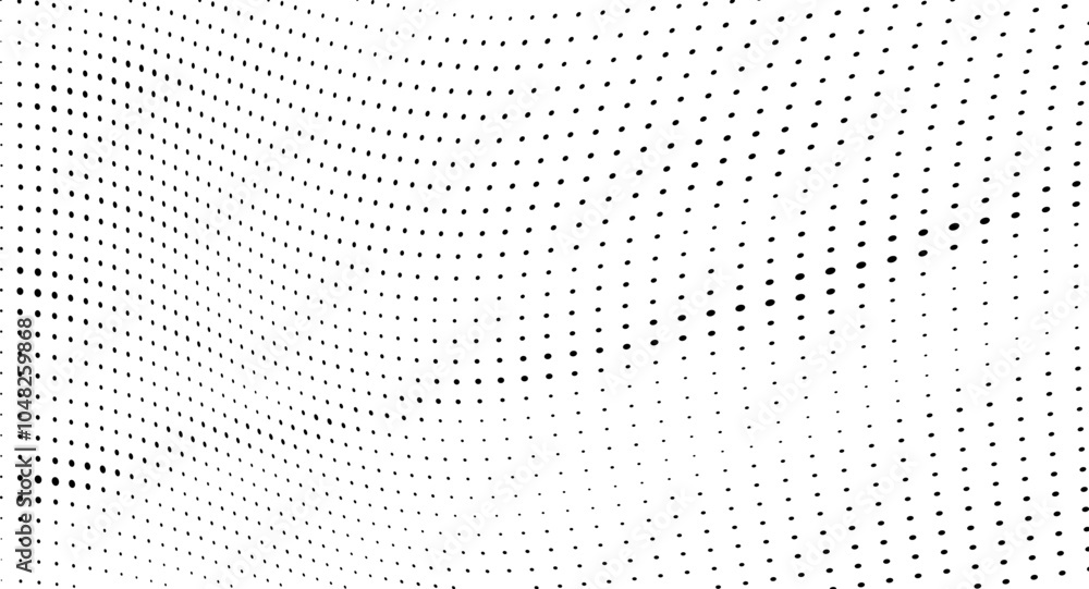Black and white halftone texture. Waves of black dots on a white background Black and white halftone texture. Waves of black dots on a white background