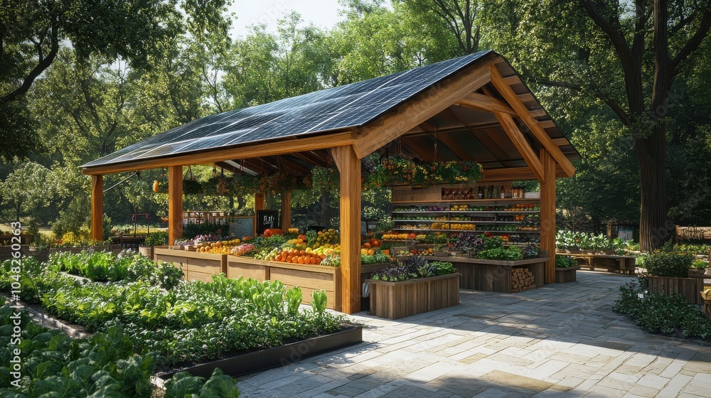 Solar-powered farmer's market. Solar-powered farmer's market.