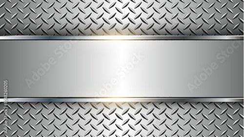 Metallic silver background, 3d gray with diamond plate texture, metal technology background.