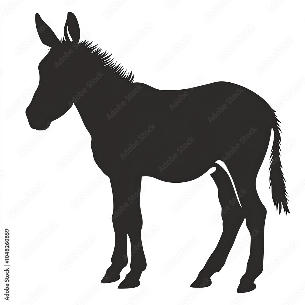Obraz premium Donkey Silhouette, Illustration Isolated On White Background