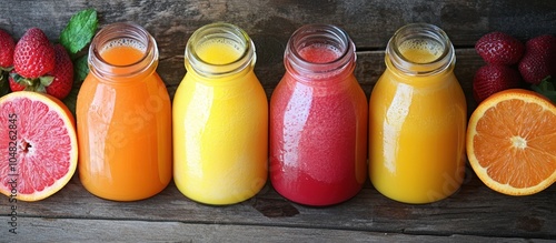 Assortment of Colorful Freshly Squeezed Juices