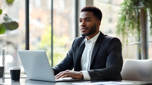 Professional office worker sitting at a desk