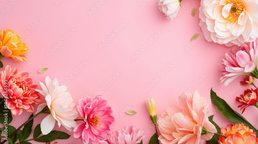 Elegant Floral Background with Vibrant Flowers and Solid Background for Product Advertisement and Branding Elegant Floral Background with Vibrant Flowers and Solid Background for Product Advertisement and Branding
