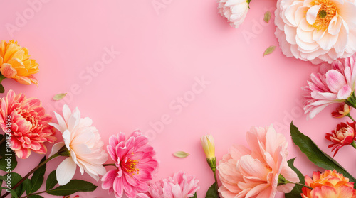 Elegant Floral Background with Vibrant Flowers and Solid Background for Product Advertisement and Branding