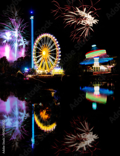 Fireworks at a fairground