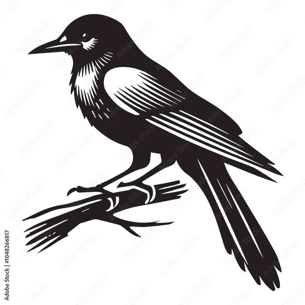 Naklejka premium Clarks nutcracker Bird illustration in black and white - Clarks nutcracker Silhouette Design