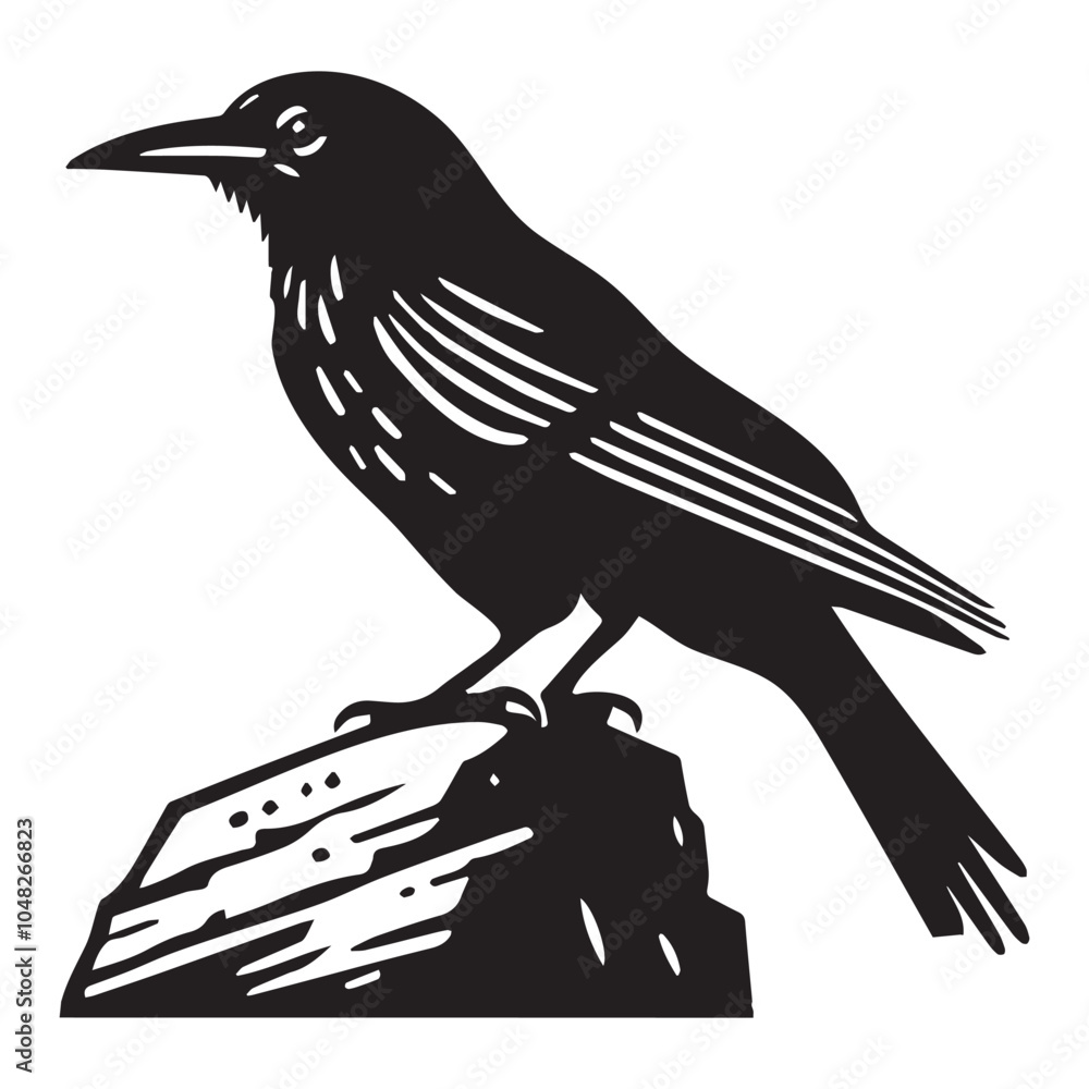 Naklejka premium Clarks nutcracker Bird illustration in black and white - Clarks nutcracker Silhouette Design 