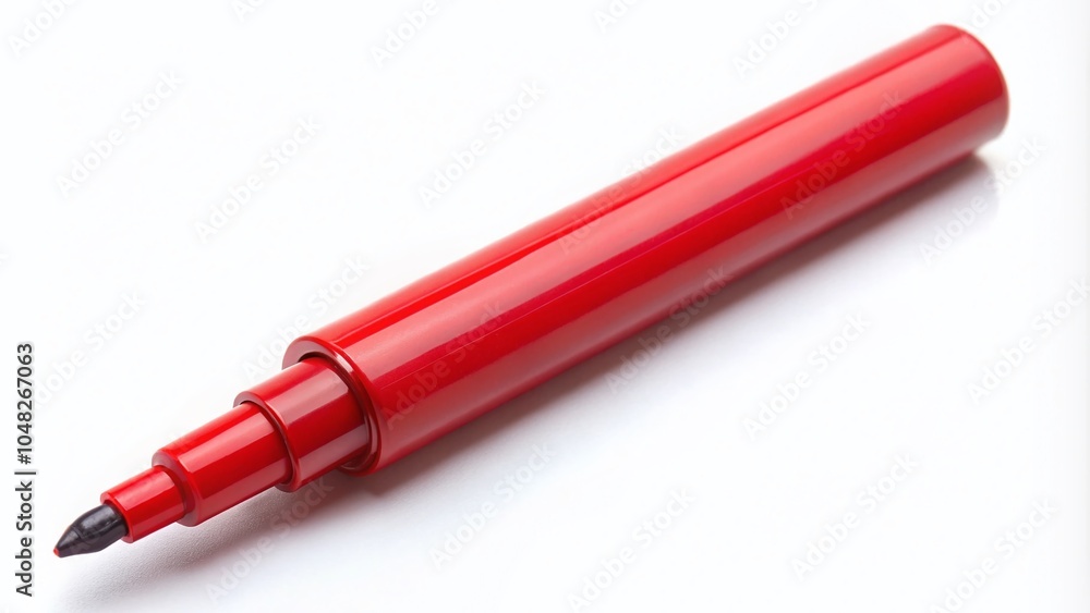 Red Permanent Marker Pen with Cap - Thick Brush for Bold Writing and Crafting Red Permanent Marker Pen with Cap - Thick Brush for Bold Writing and Crafting