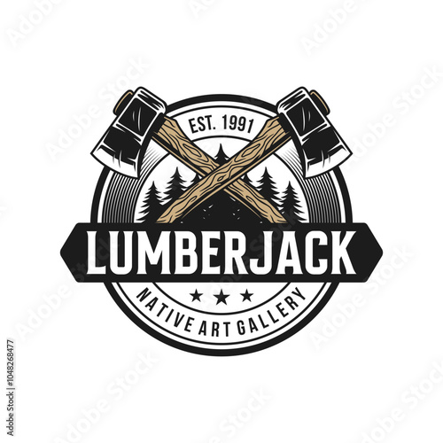 Retro Badge Lumberjack Vintage Logo Vector Template