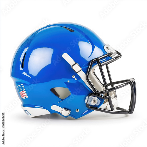 Blue Football Helmet Isolated