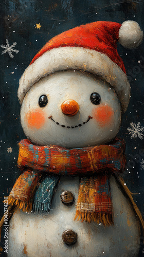 whimsical scene of a snowma...