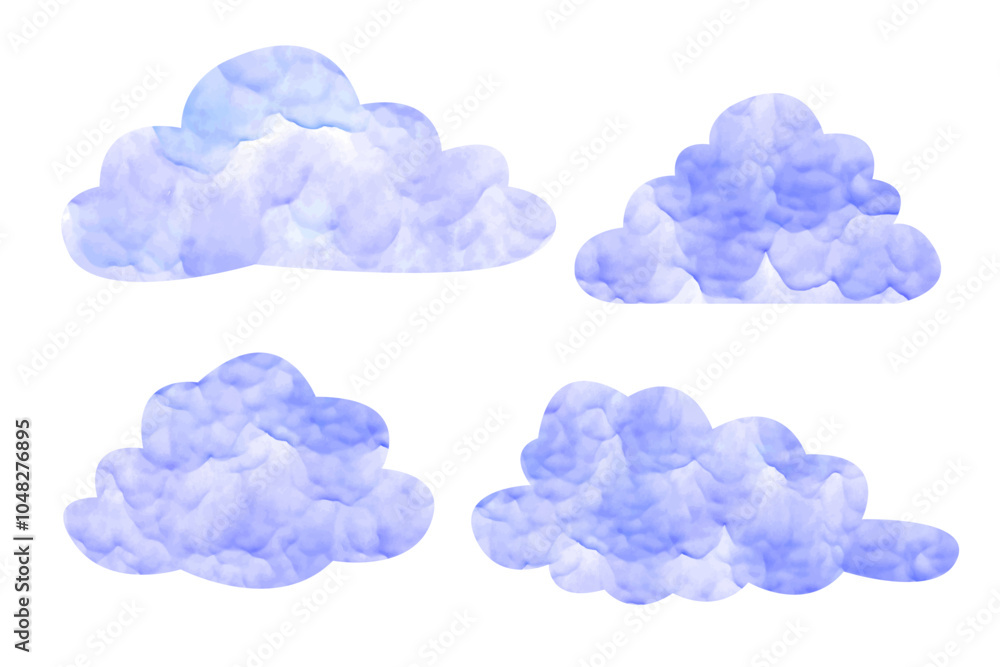 Set of watercolor clouds Set of watercolor clouds