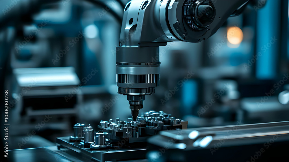 Robot Arm. A close-up of a robotic gripper holding a metal tools. Robot Arm. A close-up of a robotic gripper holding a metal tools.
