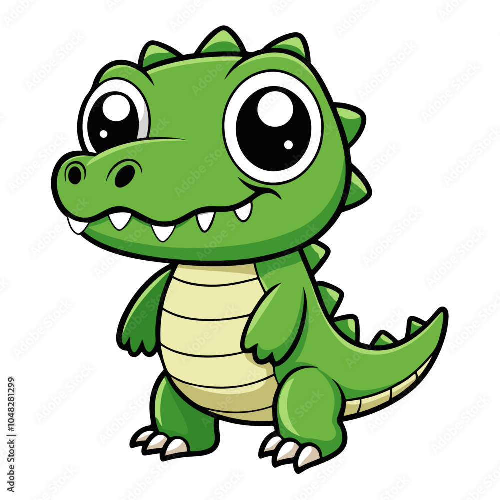 Fototapeta premium Cute Cartoon-Style Crocodile with a Smile