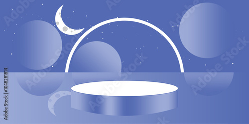 Blue podium stage for products