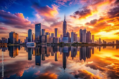 Stunning City Skyline Sunset Panorama - Urban Landscape Photography for Dreamy Views