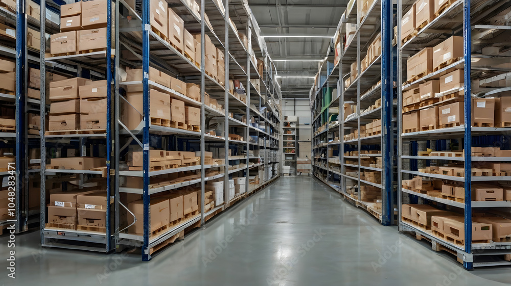 warehouse shelves with boxes, ai generated warehouse shelves with boxes, ai generated