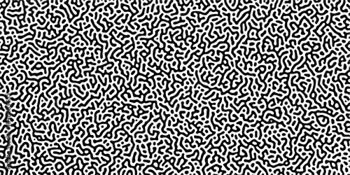 Organic seamless patterns with rounded lines Diffusion reaction background. Monochrome background of natural organic forms motion. Overlay template abstract Turing organic wallpaper background.