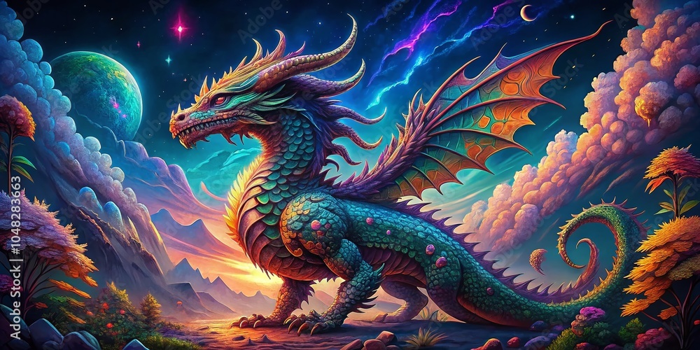 Fototapeta premium Stunning Dragon Pixel Art: High Dynamic Range Generative AI Artwork for Fantasy Lovers