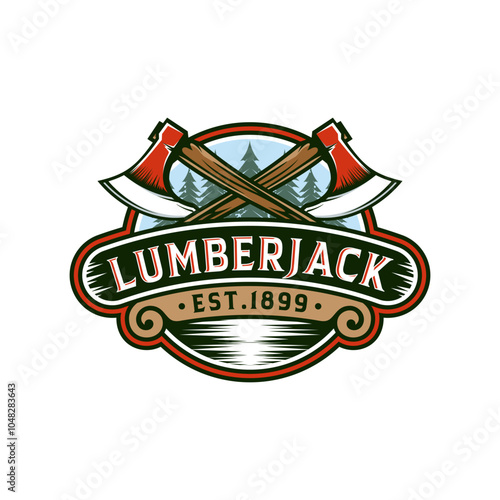 Lumberjack Vintage Logo Template. Vector illustration