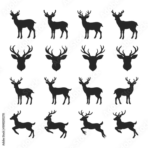 Deer Vector Silhouette Illustration, Deer Head SVG, Deer Logo 