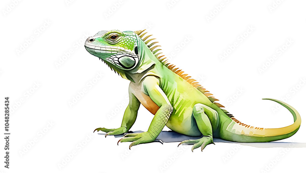 Fototapeta premium iguana watercolor rendering white backdrop artistic portrayal nature wonder