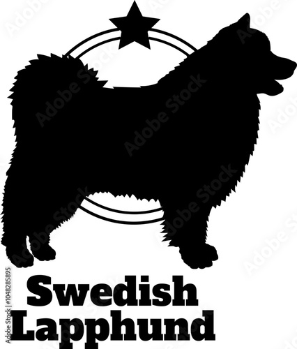 Swedish Lapphund dog silhouette,  dog, dog breeds, logo, vector, silhouette, logo design, animal, illustration, icon, sign, design, black,  symbol, pet