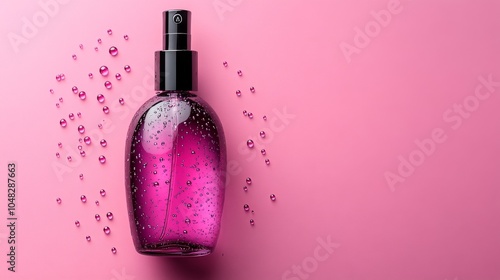 Black Spray Bottle Mockup on Pink Background for Beauty Product Concept