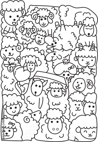 Sheeps Doodle in various style and angle