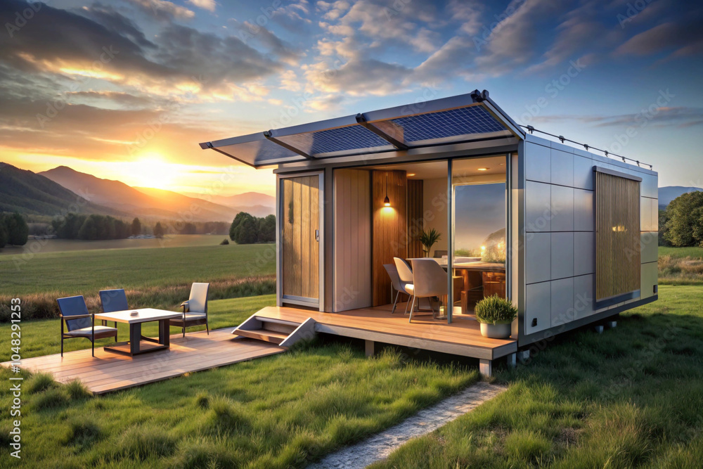 Obraz premium A world where people live in high-tech, portable home