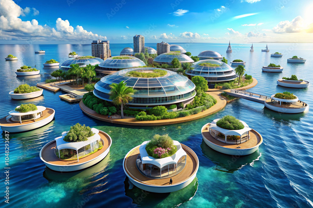 Obraz premium Floating Ocean City Retreats