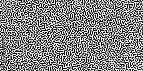 Organic seamless patterns with rounded lines Diffusion reaction background. Monochrome background of natural organic forms motion. Overlay template abstract Turing organic wallpaper background.