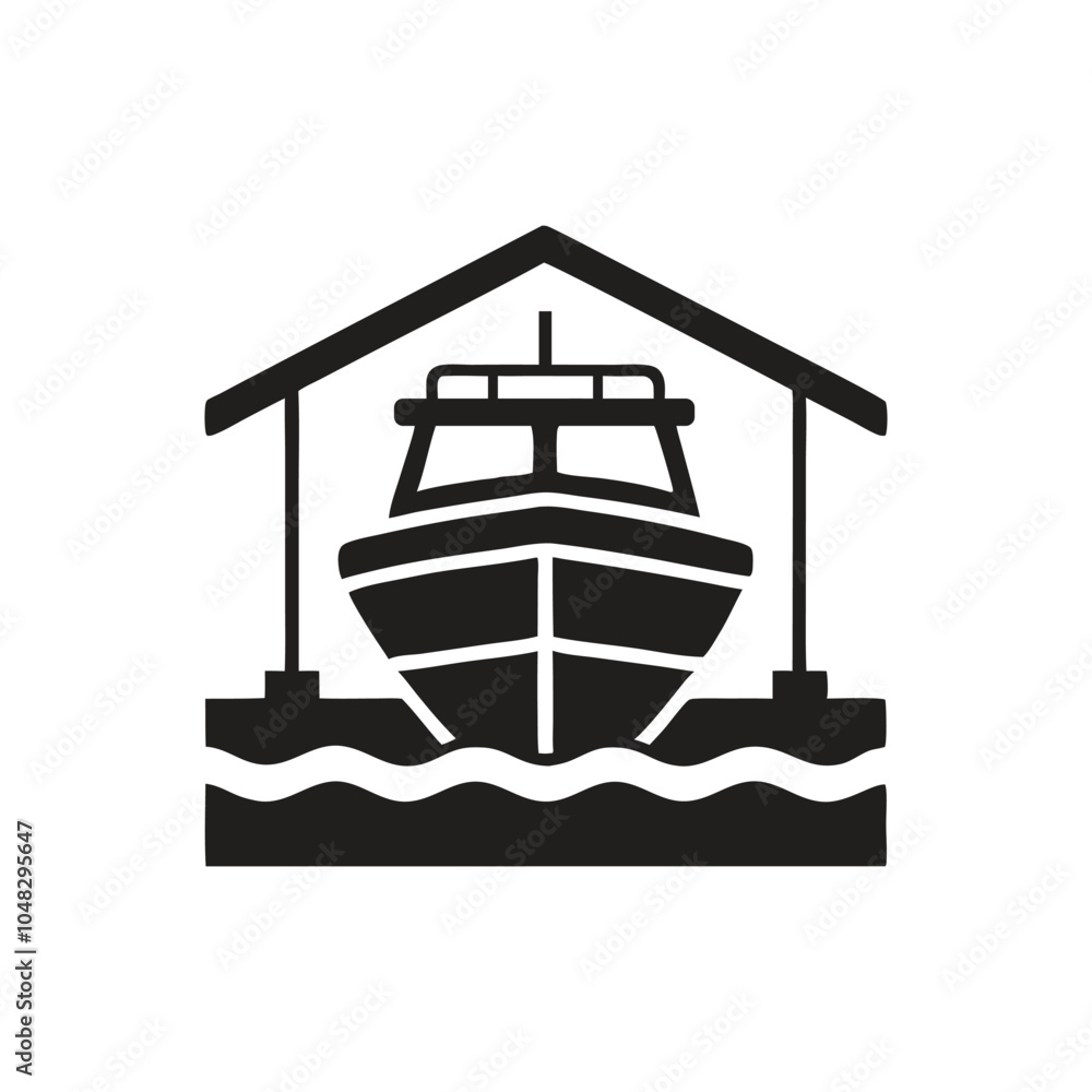 Fototapeta premium Boat In Dry Dock Vector Icon on white background