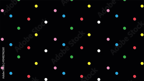 colorful dots vector background. Minimalist trendy abstract polka dot seamless pattern on black background. Perfect for screensaver, poster, card, invitation or home decor, fabric, paper or any use
