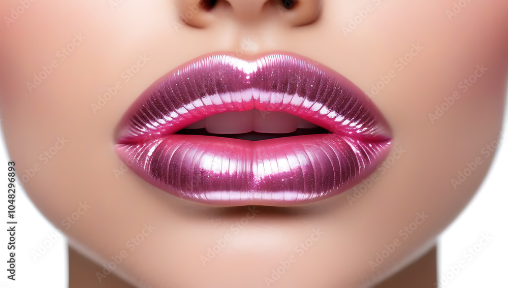 shiny lips glittering chrome effect glossy pink lipstick isolated copy space shiny lips glittering chrome effect glossy pink lipstick isolated copy space