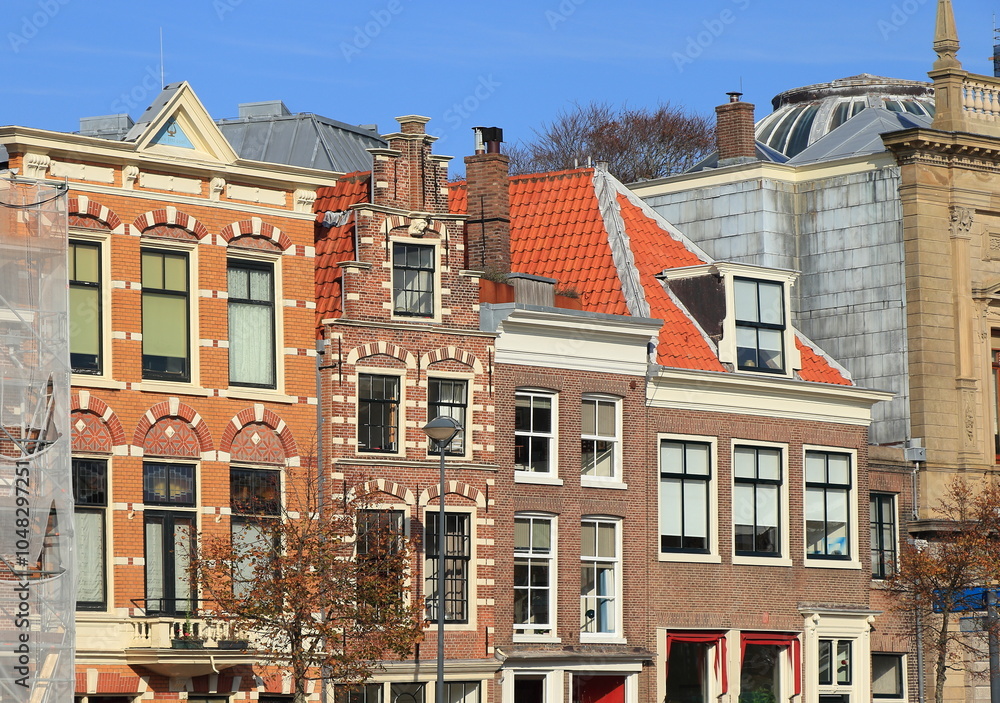 Fototapeta premium Haarlem Spaarne Street House Facades, Netherlands