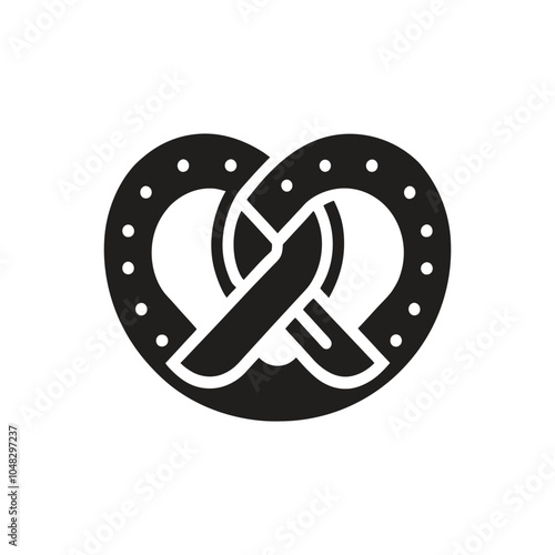 Salty pretzel icon on white background